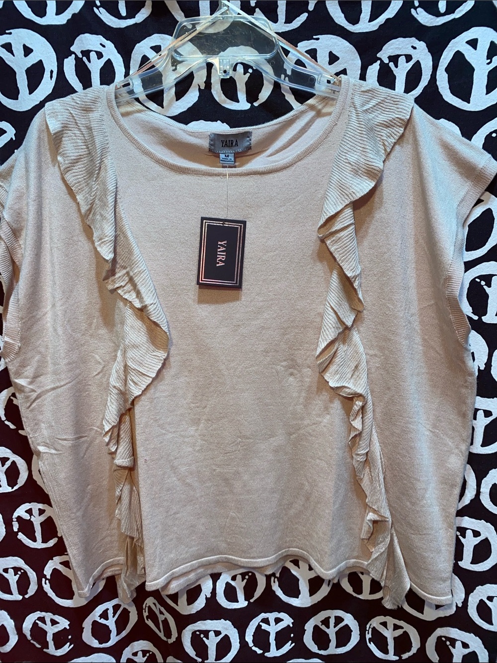 NWT YAIRA OATMEAL Ruffle Sleeveless SWEATER TOP